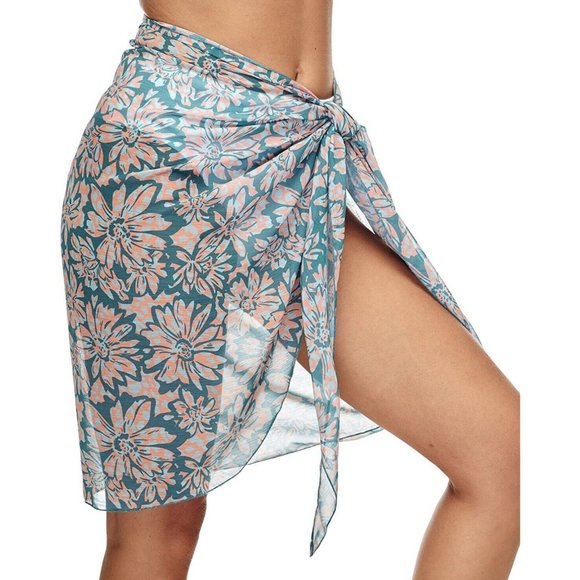 Milkfeel Swimsuit Coverup Chiffon Orange And Blue Prints Medium New 2 Pack - Picture 2 of 5